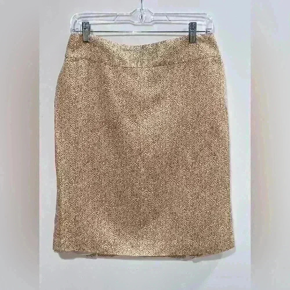 Banana Republic Brown and White Pencil Skirt Size 6 NWOT